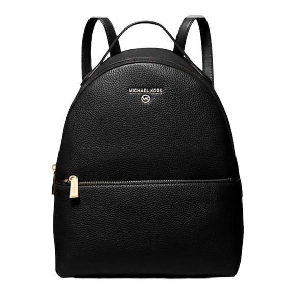 NWT-MICHAEL KORS-VALERIE-BLACK PEBBLED LEATHER BACKPACK-38F2G9VB2L - Picture 1 of 12